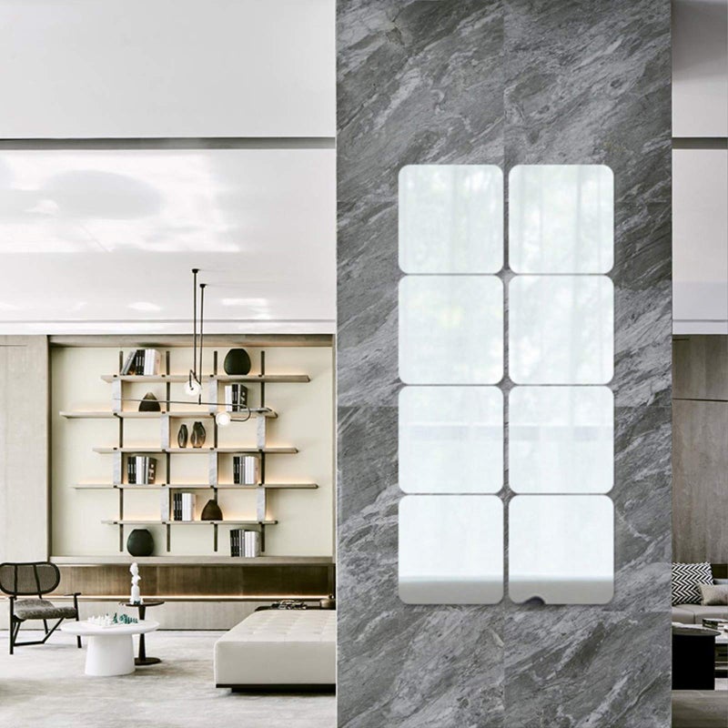 iCAGY Acrylic Mirror Sheet Self Adhesive Wall Mounted Home DÃ©cor Non Glass Sticky Mirror Tile Thickness 0.08in (2mm) Square 10x10 inch - Image 3
